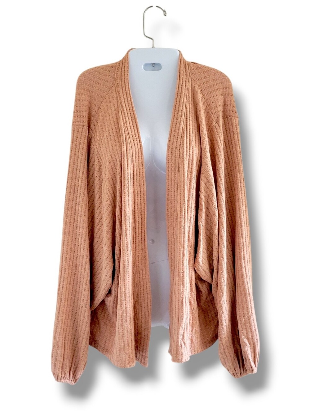 Grade & Gather | Cozy Apricot Oversized Open Front Knit Cardigan (SIZE M/L)